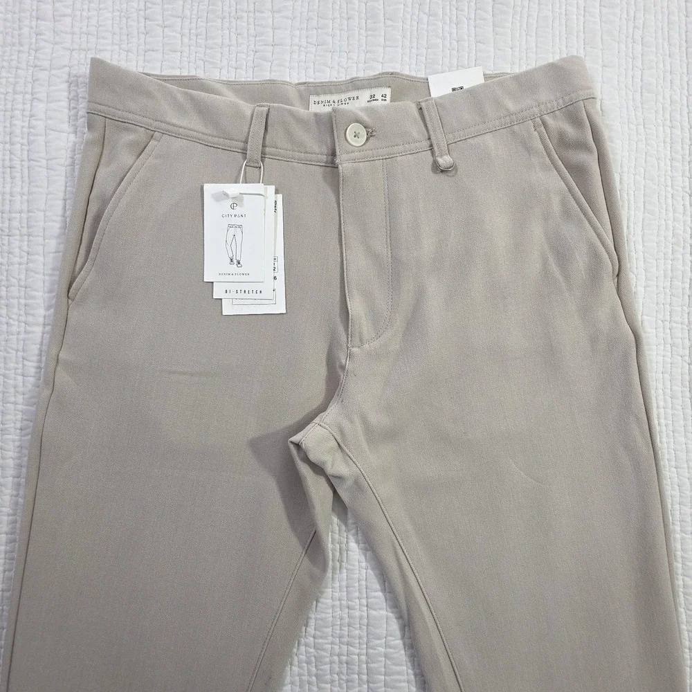 Denim & Flower Ricky Singh Men's City Pant 32x28 Taupe Slim Fit Stretch NWT